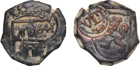 Spain Kingdom 1641 MD 8 Maravedis - Philip IV (countermarked) Copper Madrid Mint 7.21g VF