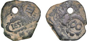 Spain Kingdom 1652 MD 8 Maravedis - Philip IV (countermarked) Copper Madrid Mint 5.42g VF Hole