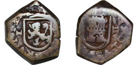 Spain Kingdom 1680 - 1701 2 Maravedis - Charles II (Hammered) Copper 6.14g VF KM 5
