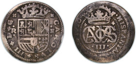 Spain Kingdom 1710 2 Reales - Charles III (Pretender) Silver (.931) La Seca Mimt 4.02g VF KM PT5