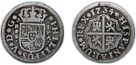 Spain Kingdom 1734 S PA 1 Real - Philip V Silver (.833) Seville Mint 2.7g VF KM 354