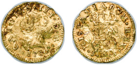 Spain Kingdom 1760 S JV ½ Escudo - Charles III (1st type) Gold (.917) Seville Mint 1.73g VF Damage KM 389
