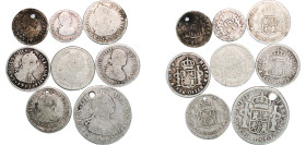 Spain Kingdom 1775 - 1808 ½, 1, 2 Reales Coinage (8 Lots) Silver 26.47g VF