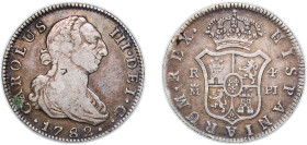 Spain Kingdom 1782 M PJ 4 Reales - Charles III Silver (.903) Madrid Mint 13.23g VF Chopmarked KM 413