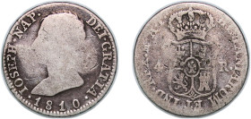 Spain Kingdom 1810 M AI 4 Reales - Joseph Napoleon Silver (.812) Madrid Mint 5.45g F KM 540