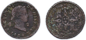 Spain Kingdom 1824 2 Maravedis - Ferdinand VII Copper Segovia Mint 2.2g VF KM 487