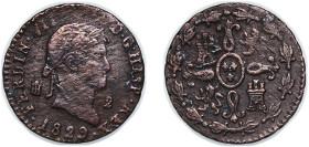 Spain Kingdom 1829 2 Maravedis - Ferdinand VII Copper Segovia Mint 2.38g VF KM 487