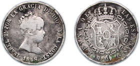 Spain Kingdom 1848 M CL 4 Reales - Isabel II (CONST) Silver (.812) Madrid Mint 5.06g VF KM 519
