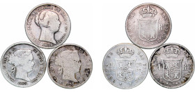 Spain Kingdom 1854 - 1868 4 Reales & 20 Centavos Manila Coinage - Isabella II (3 Lots) Silver VF
