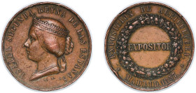 Spain Kingdom 1857 Medal - Isabella II (Exposición de agricultura de Madrid) Bronze 40.44g XF