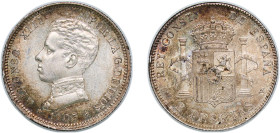 Spain Kingdom 1905 *19-05 SMV 2 Pesetas - Alfonso XIII (4th portrait) Silver (.835) Madrid Mint (3589000) 10.04g UNC KM 725