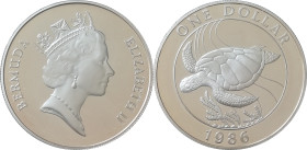 BERMUDA - One dollar argent Elizabeth II WWF tortue (sea turttle) - 1986 - FDC (BE) / MS (Silver proof)
Silver 925 ‰ - 28,21 g - 21.872 exemplaires
Re...