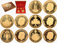 GABON - Set de 5 monnaies or à l'effigie d'Albert Bongo - 1000 (3,49 g), 3000 (10,35 g), 5000 (17,44 g), 10000 (34,93 g) et 20000 (69,96 g) francs CFA...