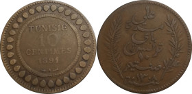 TUNISIA - 10 centimes Ali III, protectorat tunisien - 1308 / 1891 A - TTB
Copper - 9,55 g - 2.600.000 exemplaires
Ref. KM# 222