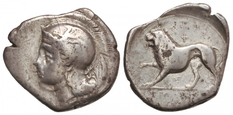 Didracma. 340-334 a.C. VELIA. LUCANIA. Anv.: Cabeza de Atenea con casco a izquie...