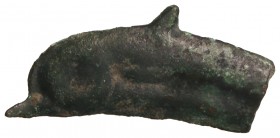 AE. Siglo V a.C. OLBIA. TRACIA. 2,10 grs. AE. En forma de delfín. Se-1684. MBC.