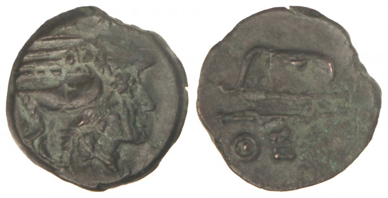 Dracma. 240-220 a.C. THEODESIA. BÓSFORO. Anv.: Cabeza de Atenea con casco a dere...
