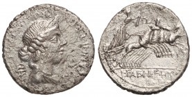 Denario. 82-81 a.C. ANNIA-2. C. Annius y Lucius Fabius. HISPANIA. 3,30 grs. AR. (Oxidaciones limpiadas). Cal-117; FFC-139. (BC+).