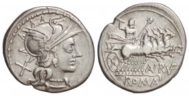 Denario. 144 a.C. AURELIA-19. Aurelius Rufus. 3,90 grs. AR. Cal-254; FFC-183. MBC.