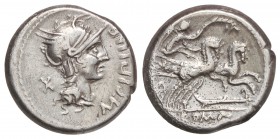 Denario. 115-114 a.C. CIPIA-1. M. Cipius M. f. 3,90 grs. AR. Cal-422; FFC-563. MBC.
