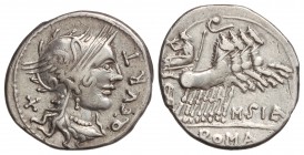 Denario. 116-115 a.C. CURTIA-2. Quintus Curtius. NORTE DE ITALIA. 3,90 grs. AR. Cal-534; FFC-669. MBC.