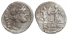 Quinario. 97 a.C. EGNATULEIA-1. C. Egnatuleis C. f. 1,70 grs. AR. (Oxidaciones limpiadas). Se-213. MBC.