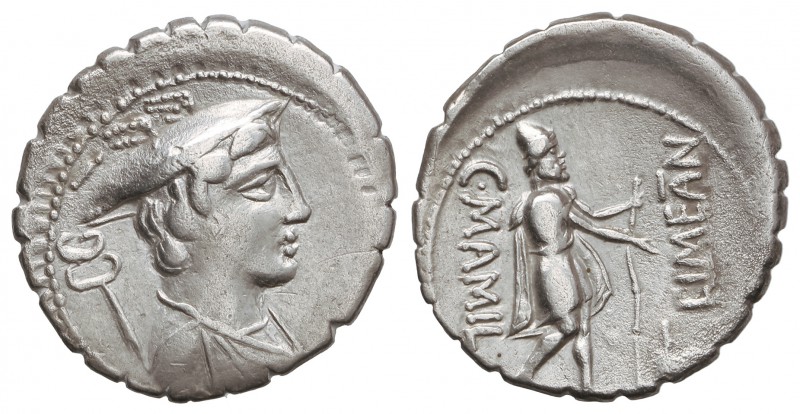Denario. 82 a.C. MAMILIA-6. C. Mamilius Limetanus. Taller Auxiliar de Roma. Anv....