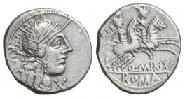 Denario. 122 a.C. MINUCIA-1. Q. Minucius Rufus. Taller Auxiliar de Roma. 3,35 grs. AR. Cal-1022; FFC-920. MBC.