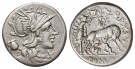 Denario. 137 a.C. POMPEIA-1a. Sex. Pompeius Fostulus. ITALIA CENTRAL. Rev.: SEX. PO. FOSTLVS. En exergo: ROMA. 3,87 grs. AR. Cal-1149; FFC-1021. MBC.