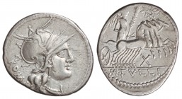 Denario. 120 a.C. TULLIA-1. M. Tullius. 3,82 grs. Cal-1317; FFC-1162. MBC.