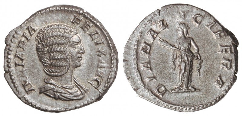 Denario. Acuñada el 217 d.C. JULIA DOMNA. Anv.: IVLIA PIA FELIX AVG. Busto a der...