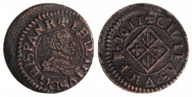 Diner. 1611. VIC. 1,03 grs. Estas piezas fueron acuñadas durante la Guerra dels Segadors en el año 1641. Pieza muy redonda, centrada y completa. Cal-9...