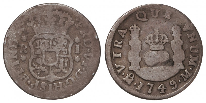 1 Real. 1749. MÉXICO. M. 3,06 grs. Columnario. Cal-574. BC+.