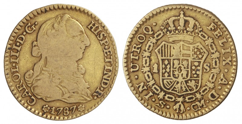 1 Escudo. 1787. SEVILLA. C.M. 3,28 grs. Cal-750. MBC-.