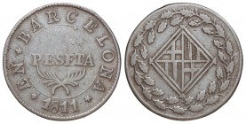 1 Peseta. 1811. BARCELONA. 5,14 grs. Cal-47. MBC-/MBC.