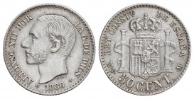 50 Céntimos. 1880 (*8-0). M.S.-M. (Leves rayitas de limpieza). EBC-.