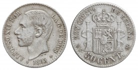 50 Céntimos. 1885 (*8-6). M.S.-M. (Leves rayitas de limpieza). EBC-.