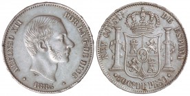50 Centavos de Peso. 1885. MANILA. EBC-.