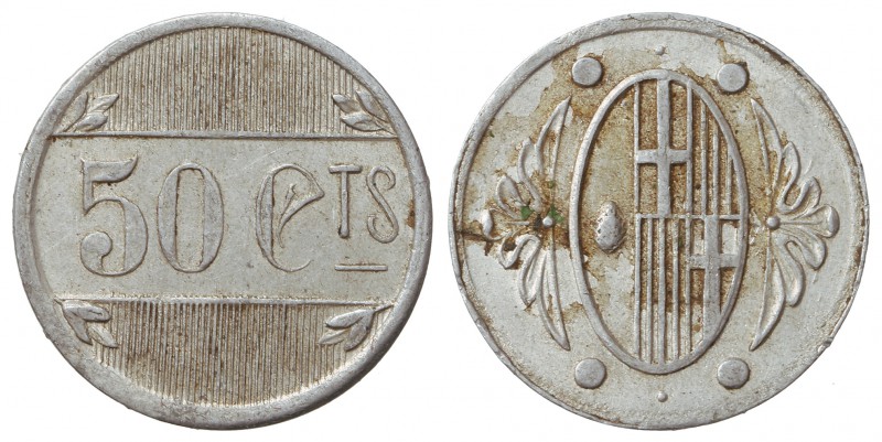 50 Cèntims. Aj. de L´AMETLLA DEL VALLÈS. Al. (Reverso algo manchado). HG-212; Vt...