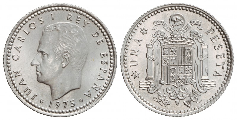 1 Peseta. 1975 (*19-79). 5,20 grs. AR. ERROR: Acuñación en cospel de plata. JBM-...