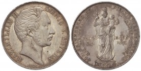 2 Gulden. 1855. BAVIERA. 21,10 grs. AR. Restauración de la Columna de María. Pátina. KM-848. EBC-.