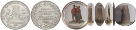 Schraube-Thaler. (1865) 1991. BREMEN. AR. Moneda de fantasía con rosca en cuyo interior alberta un desplegable con diez imágenes a color de trajes típ...