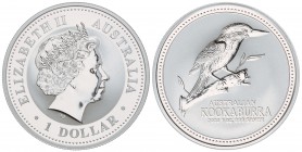 1 Dólar. 2003. 31,38 grs. AR. Kookaburra a la derecha sobre rama. KM-1761. FDC .