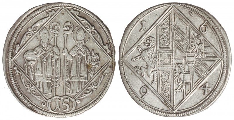 15 Kreuzer. 1694. JOHANN ERNST. SALZBURGO,. 6 gs. AR. KM-278. MBC+/MBC.