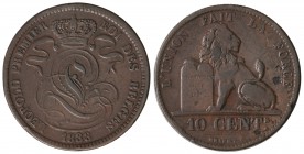 10 Céntimos. 1833. LEOPOLDO I. 19,80 grs. AE. KM-2.1. MBC-.