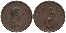 1 Penique . 1806 . JORGE III . 18,87 grs. AE. KM-663; Spink-3780. EBC- .