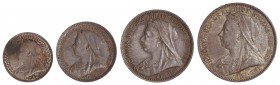 Serie 4 monedas 1, 2, 3 y 4 Peniques. 1893. AR. En presentación original Maundy Set. Pátina. MDS-149. SC.