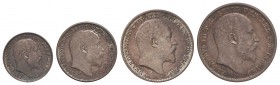 Serie 4 monedas 1, 2, 3 y 4 Peniques. 1902. EDUARDO VII. AR. Maundy Set. Pátina. MDS-158. SC.