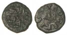 Folaro. TANCREDI con su hijo RUGGERO III (1190-1194). MESSINA. Anv.: Al-Malik, Tanqrid, en dos líneas de leyenda cúfica. Rev.: REX en el campo, alrede...