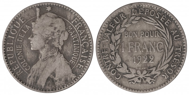 1 Franco. 1922. 7,80 grs. CuNi. ESCASA. KM-41. MBC-.